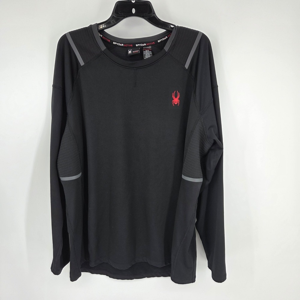 Spyder Active Mens XL Black ProWeb Long Sleeve Base Layer Shirt SPM100U Logo